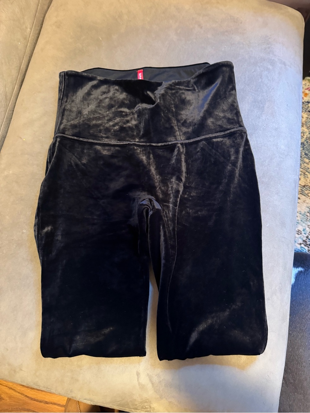 SPANX Black Velvet High-Waist Shaping Leggings